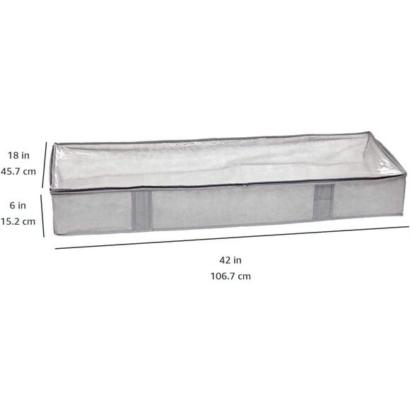 Amazon Basics Under Bed Fabric Zipper Blanket Storage Container Bags with Window - Picture 4 of 5